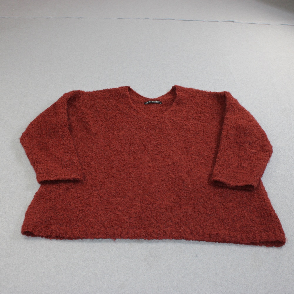 Peruvian Connection Alpaca Sweater Women XL Red Scoop Neck 3/4 Sleeve Cozy Soft